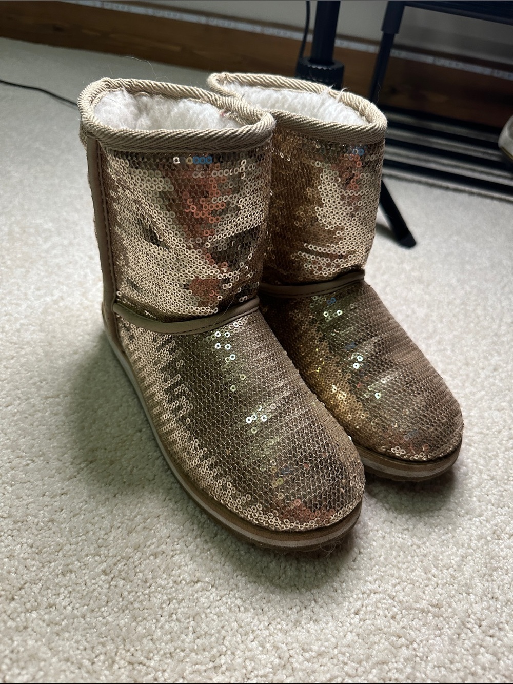 Girls  Sequin Winter Boots - Gold